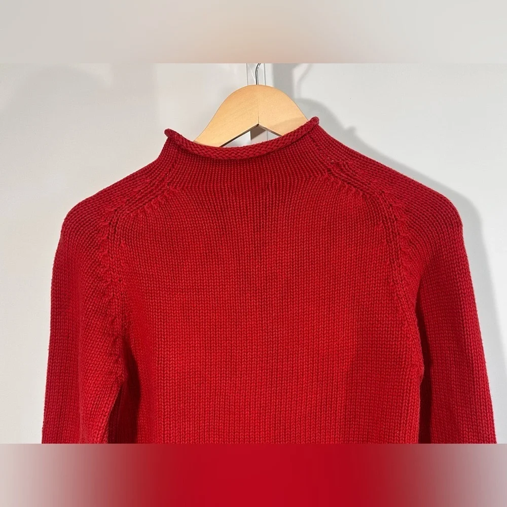 J.Crew Kids Cherry Red Roll Neck Cotton Knit Sweater – Made in Japan Large